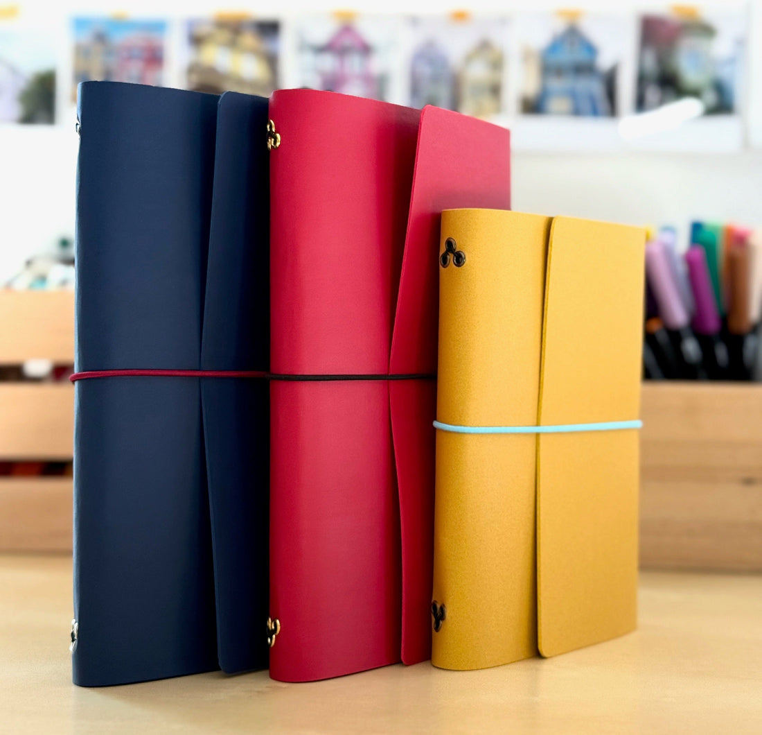 Carnet rechargeable artisanal couverture AppleSkin matière végétale pomme