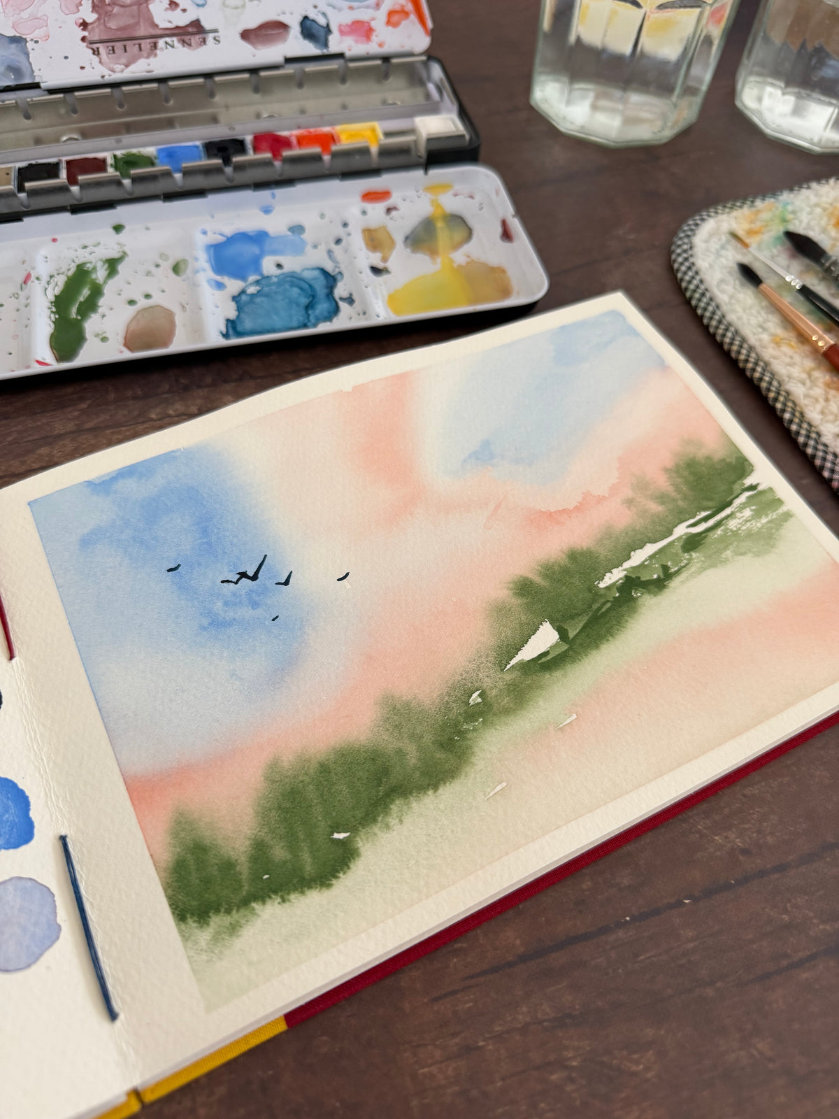 Carnet d'aquarelle A5 personnalisable, papier 100% coton 300 g au choix, reliure copte, fait main