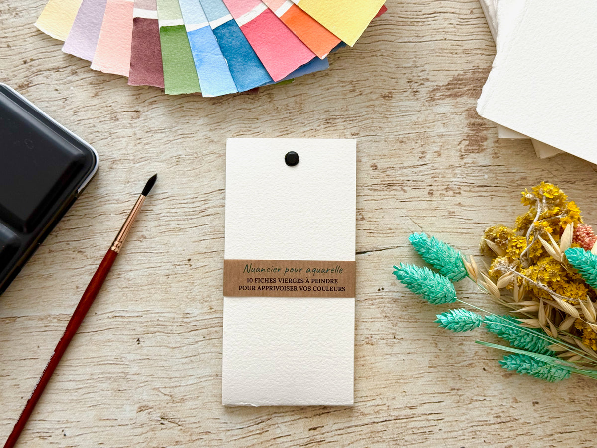 Nuancier d'aquarelle à peindre  - 10 fiches papier coton reliées