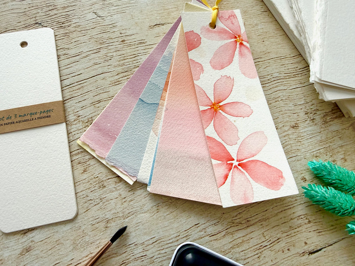 Lot de 3 marque-pages en papier aquarelle 300 g à peindre