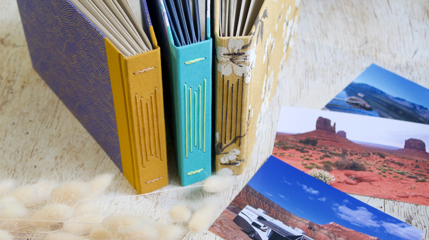 Album photos A5 paysage personnalisable reliure long stitch fait main