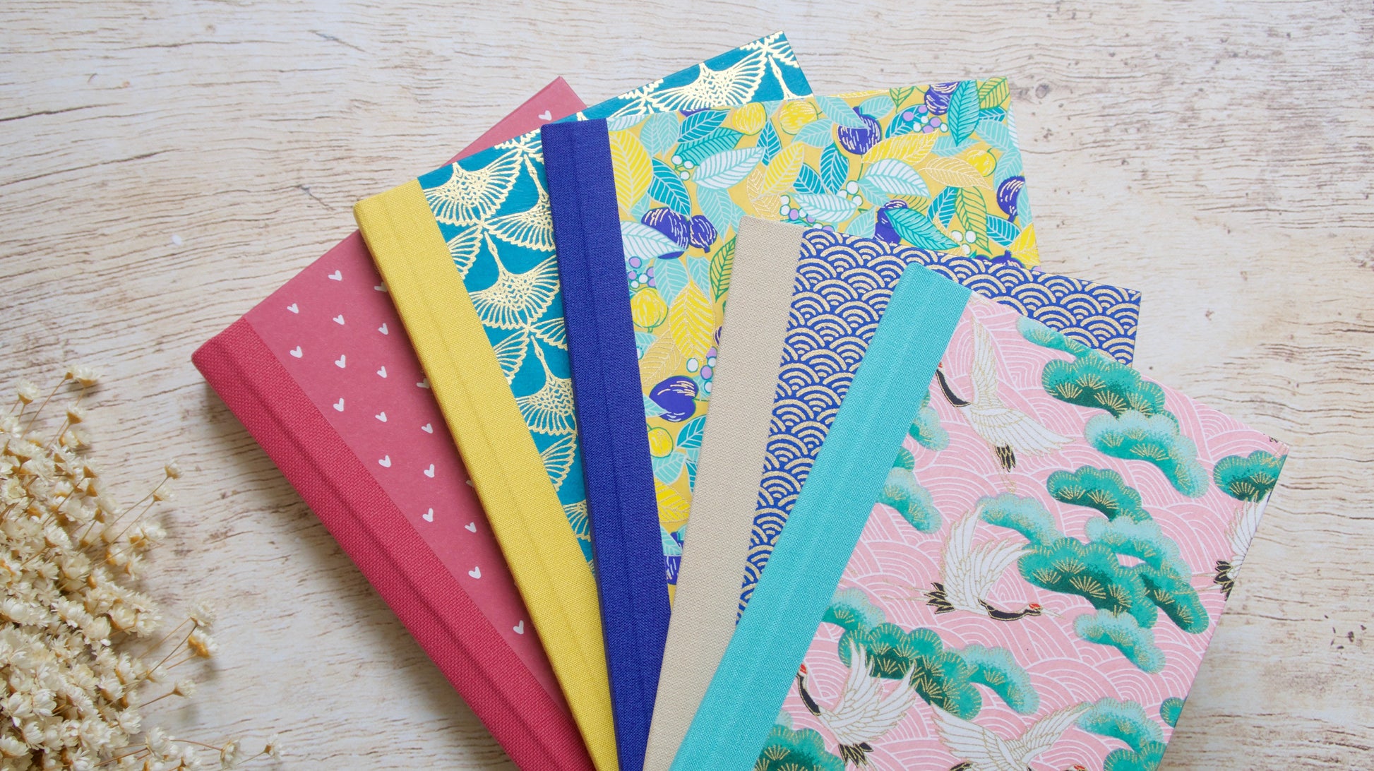 Carnet de notes A5 personnalisable – couverture papier japonais et dos toile – fait main