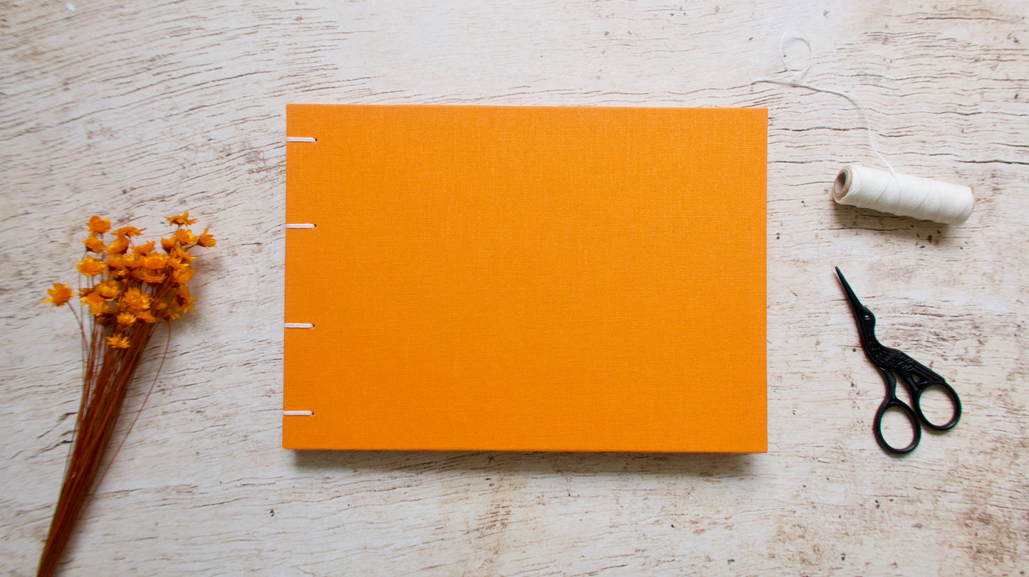 Carnet de croquis personnalisable fait main, reliure copte, format A5 ou A6 paysage
