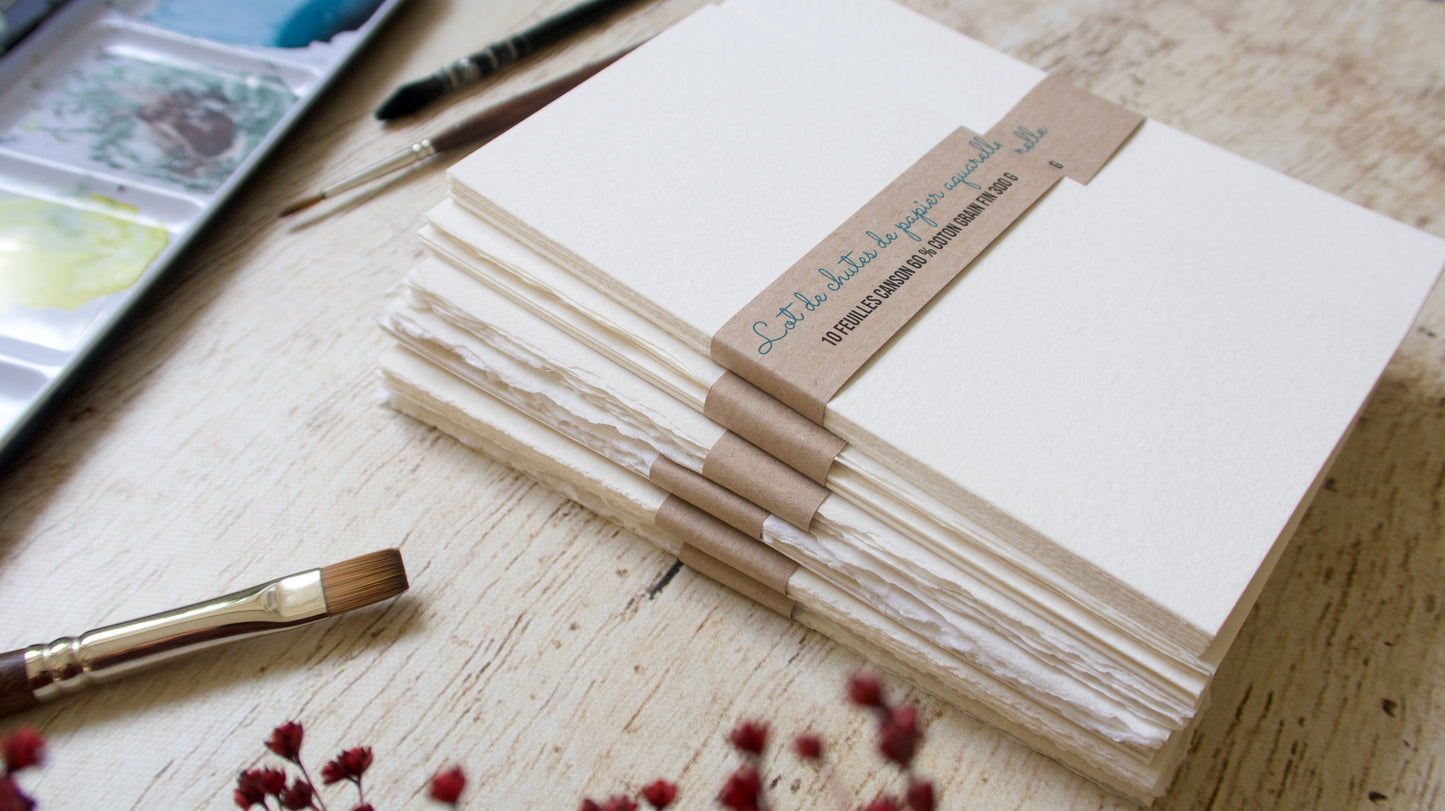 Pack échantillons papier aquarelle 300 g, Arches Fabriano Khadi Hahnemühle