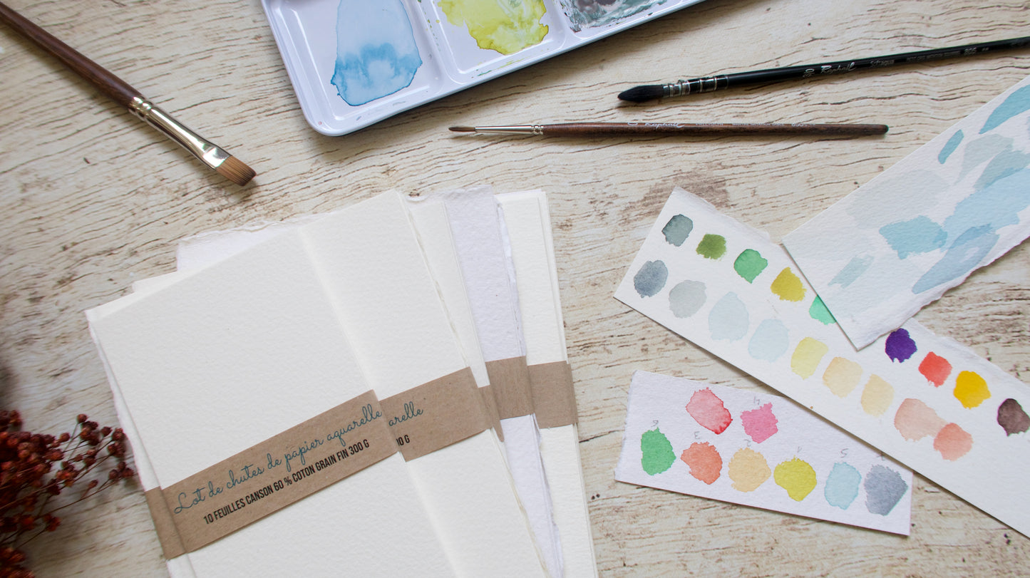 Pack échantillons papier aquarelle 300 g, Arches Fabriano Khadi Hahnemühle