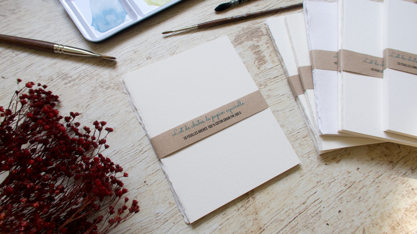 Pack échantillons papier aquarelle 300 g, Arches Fabriano Khadi Hahnemühle