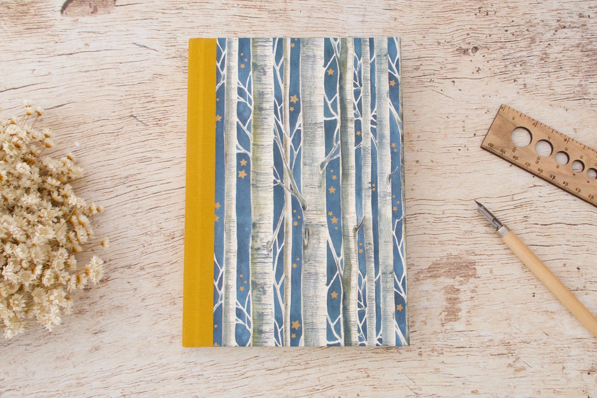 Carnet de notes format A5 couverture en papier italien motif bouleaux