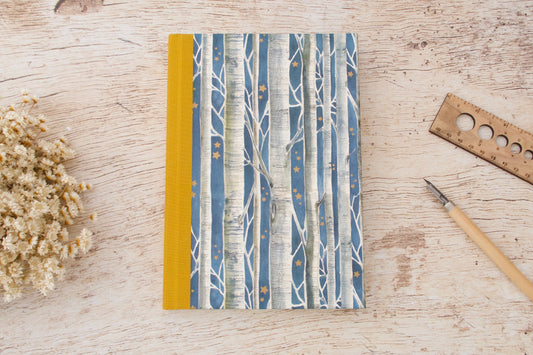 Carnet de notes format A5 couverture en papier italien motif bouleaux