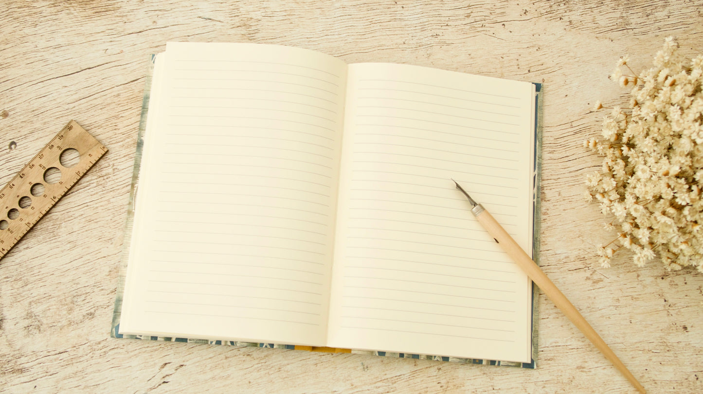 Carnet de notes A5 ligné fait main, couverture papier italien - Arbres