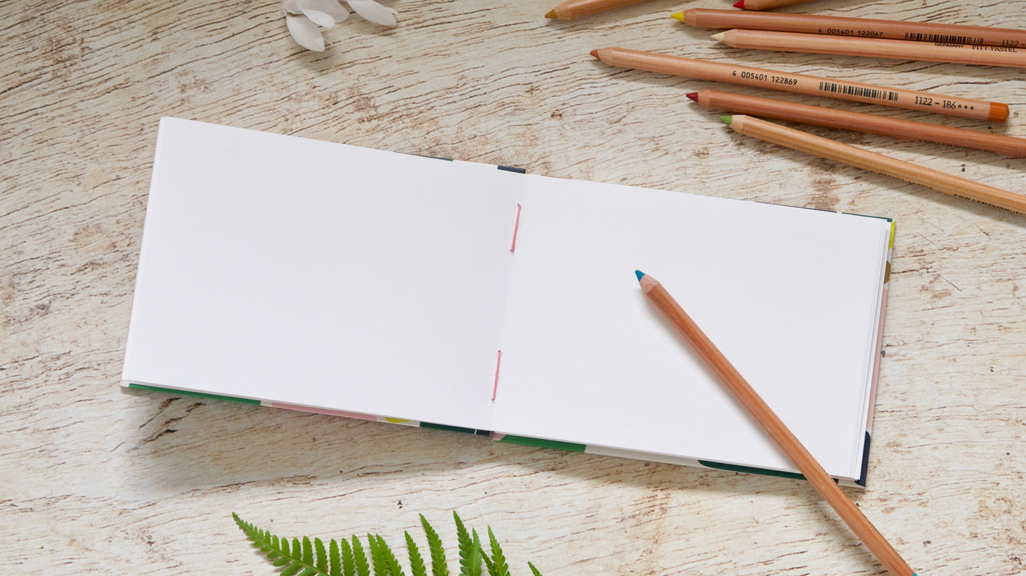 Carnet de croquis personnalisable fait main, reliure copte, format A5 ou A6 paysage