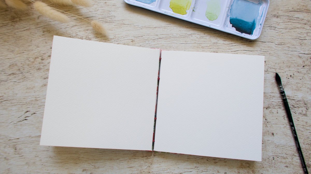 carnet d'aquarelle fait main, reliure copte ouverture bien à plat