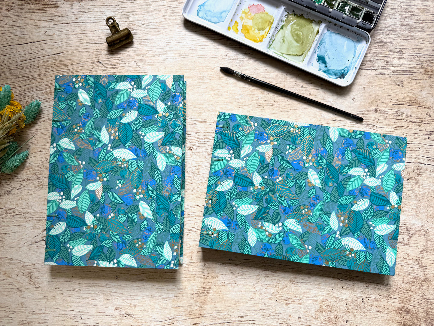 Carnet d'aquarelle A5 personnalisable fait main, papier au choix 300 g, reliure copte, fabriqué sur commande