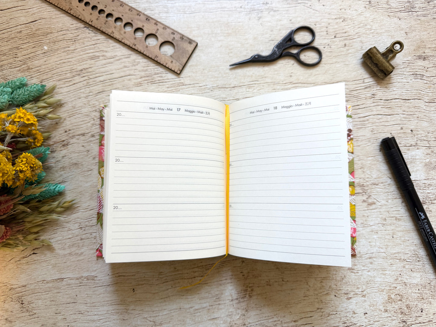 Journal perpétuel de 3 ou 5 ans personnalisable, couverture au choix, fait main sur commande