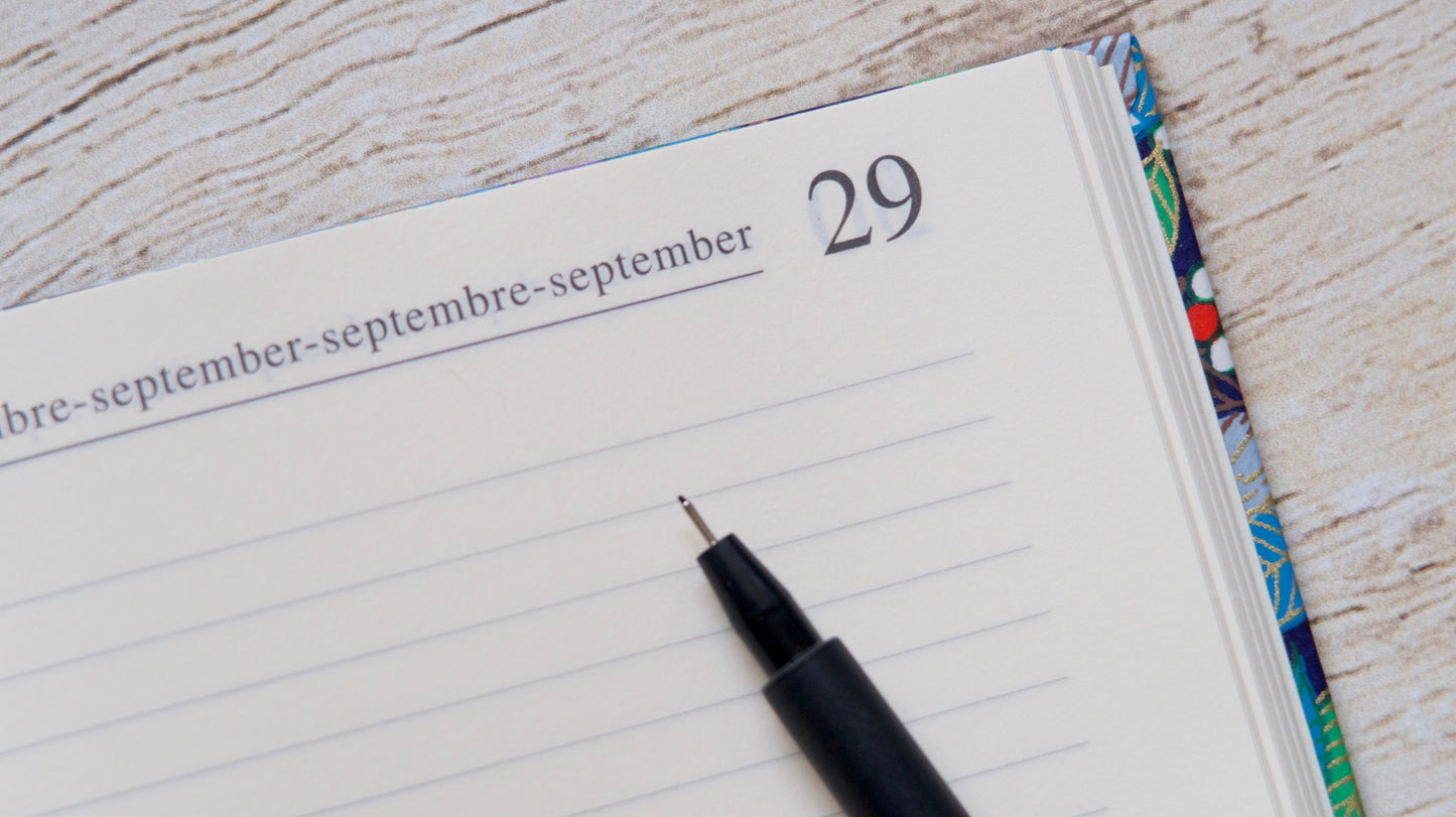 Agenda perpétuel personnalisable, couverture au choix, format moyen ou A5, fait main