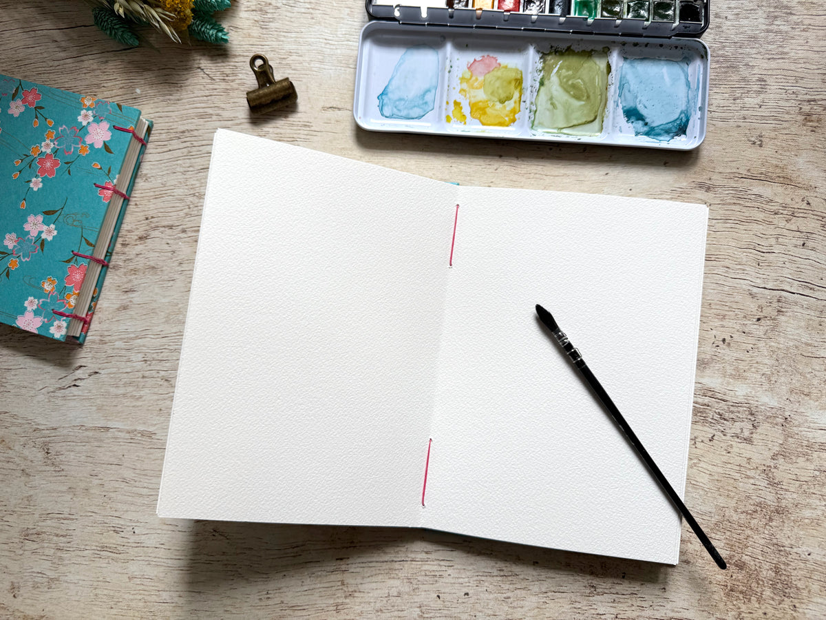 carnet d'aquarelle A5 portrait ouvert