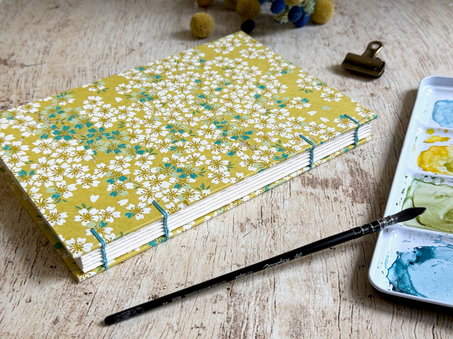 Carnet d'aquarelle A5 personnalisable fait main, papier au choix 300 g, reliure copte, fabriqué sur commande