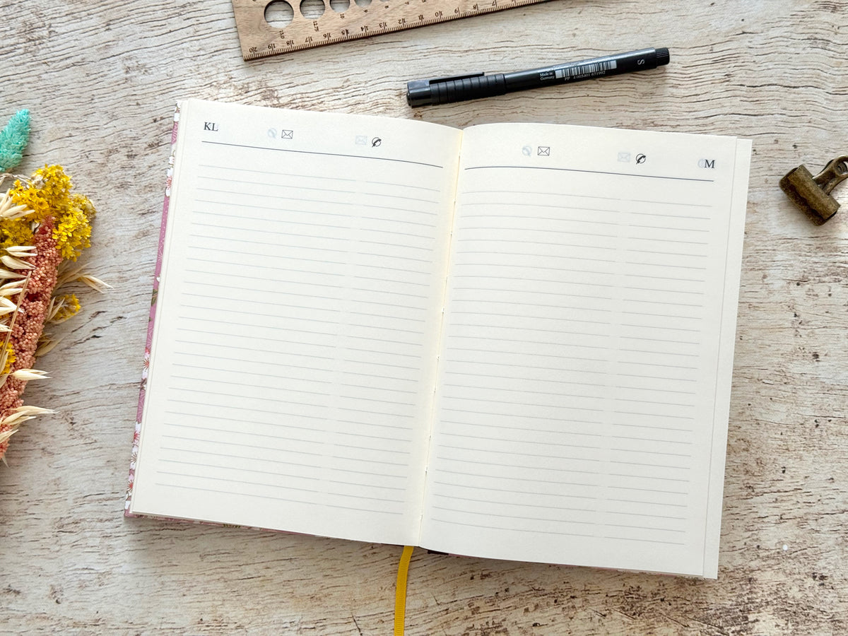 Agenda perpétuel A5 - Fleurs de cerisier motifs roses