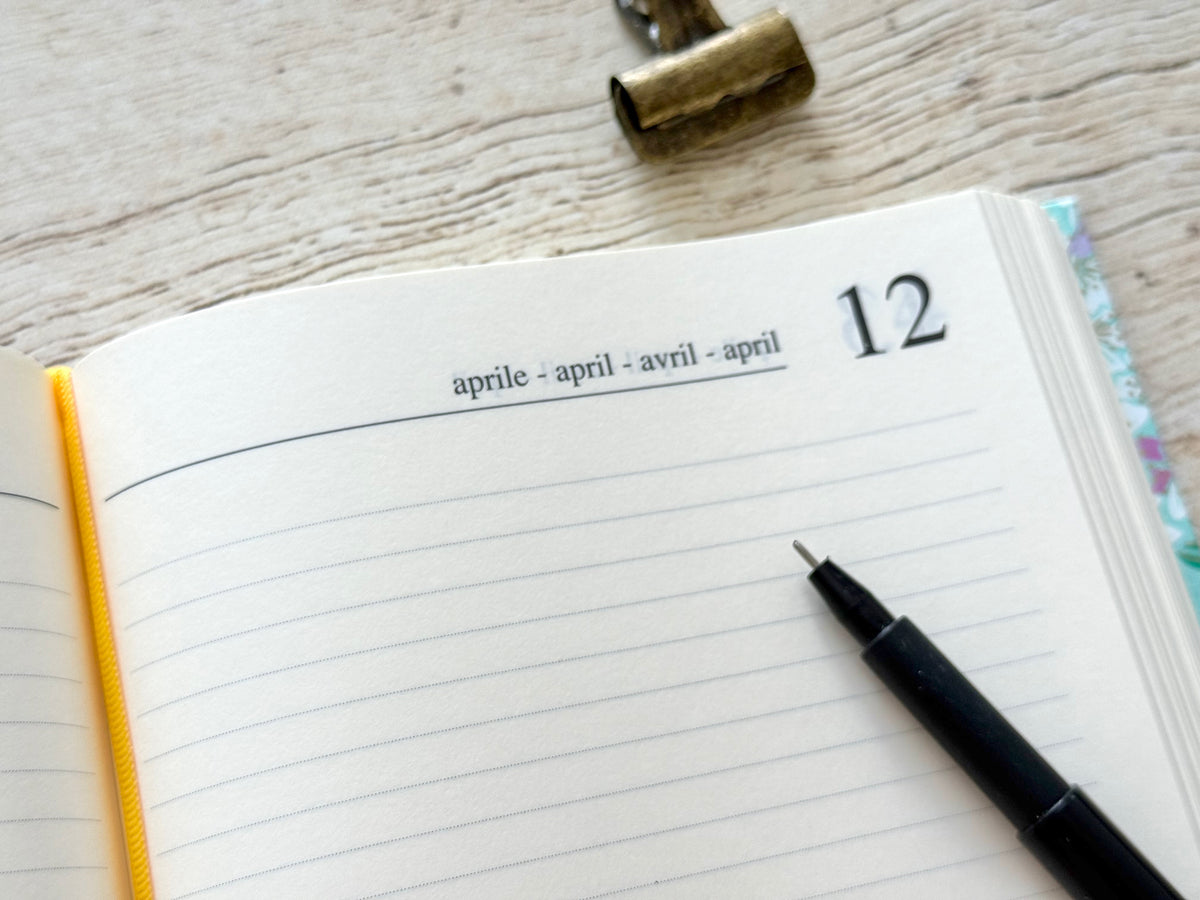 Agenda perpétuel A5 - Fleurs de cerisier vert menthe