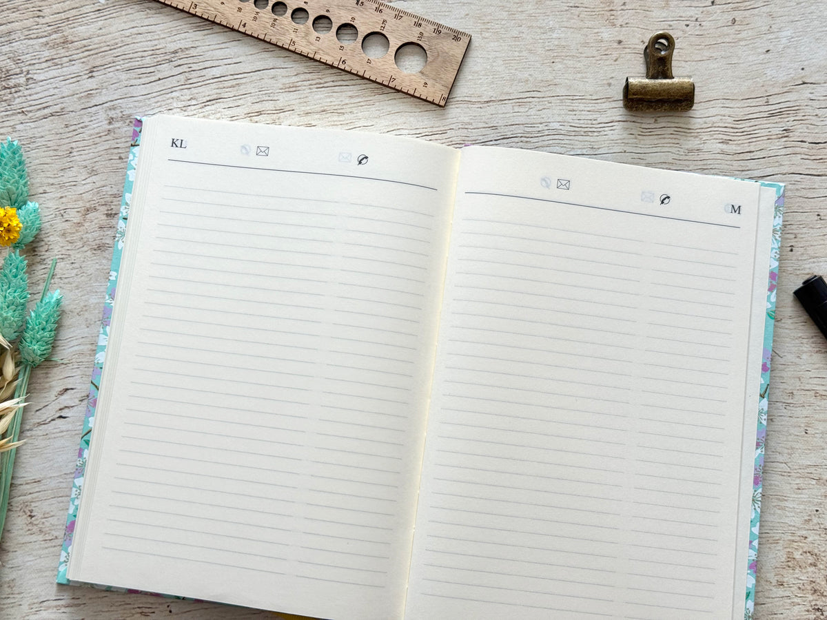 Agenda perpétuel A5 - Fleurs de cerisier vert menthe