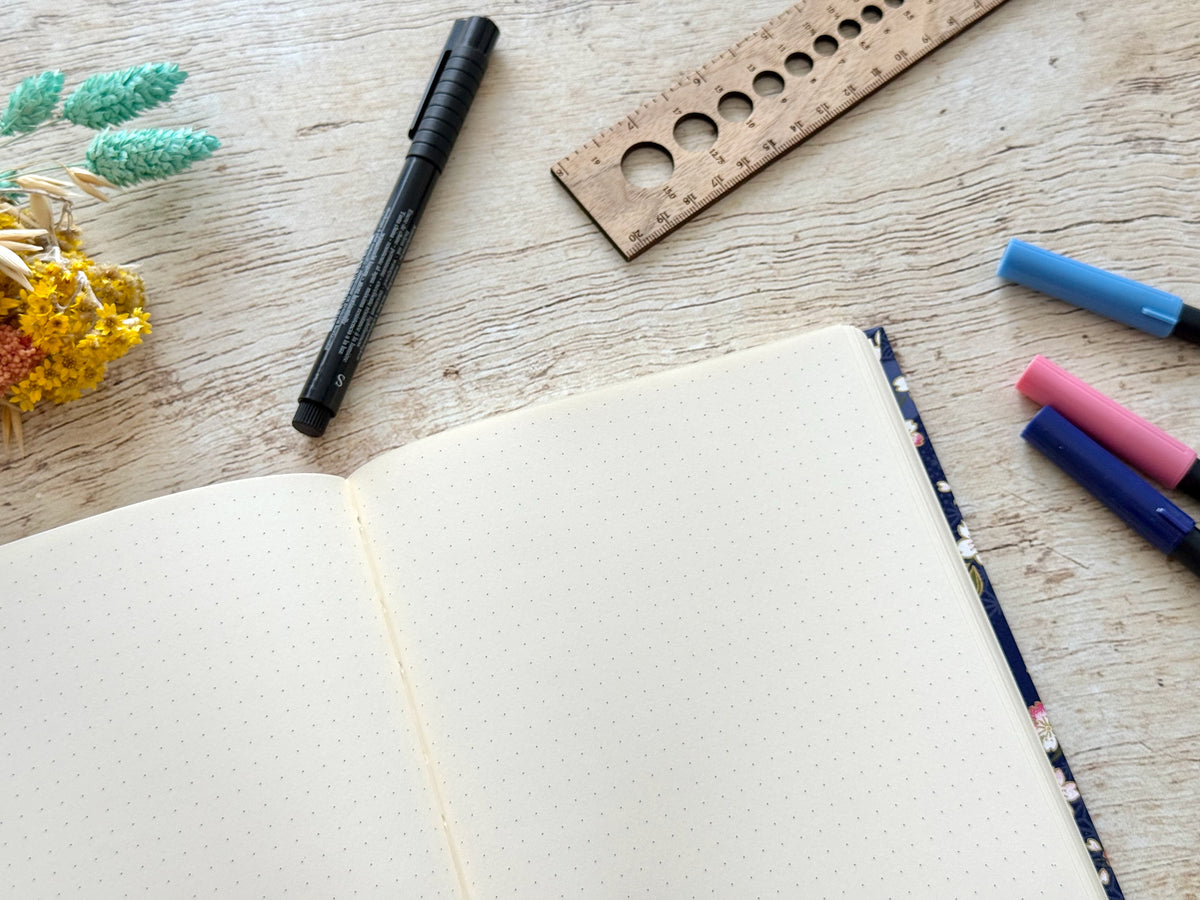 Bullet journal A5 fait main – carnet à points – Fleurs de cerisier motifs violets