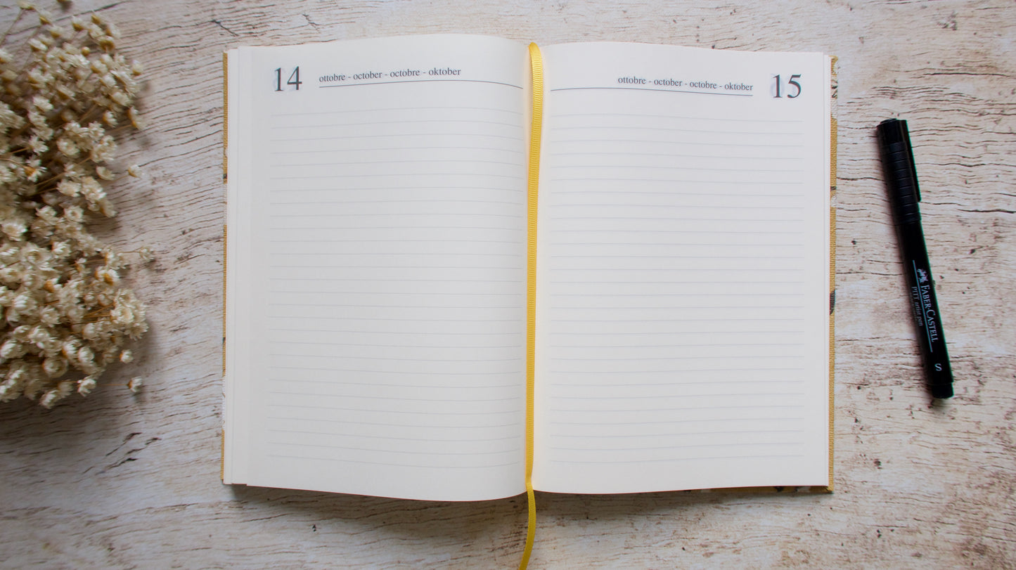 Agenda perpétuel personnalisable, couverture au choix, format moyen ou A5, fait main