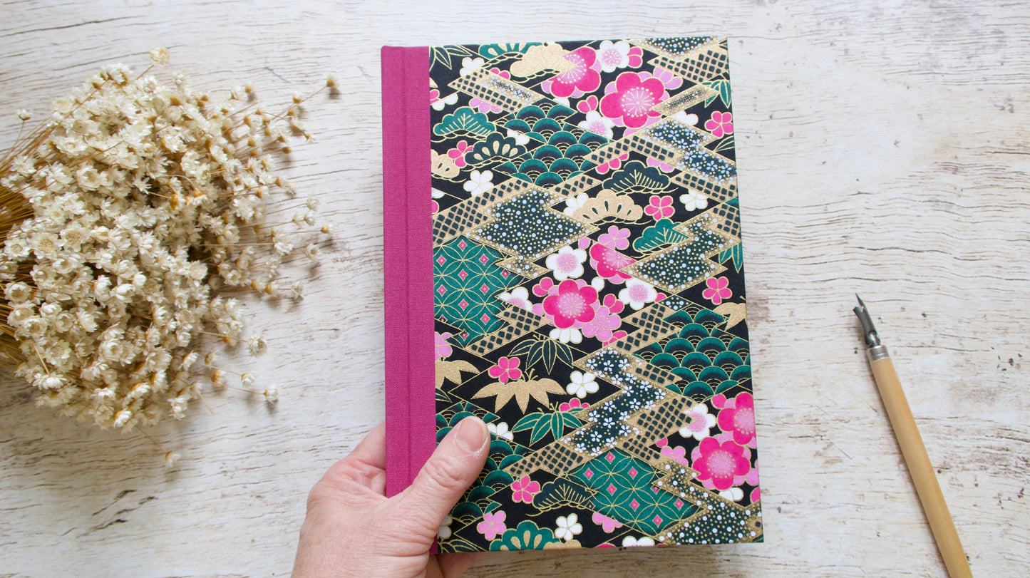 Carnet de notes A5 personnalisable couverture rigide fait main