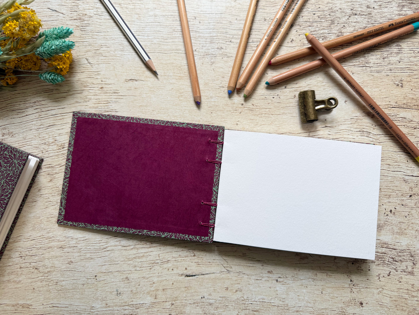 Carnet de croquis A6 paysage ou portrait – reliure copte – fait main - Jungle