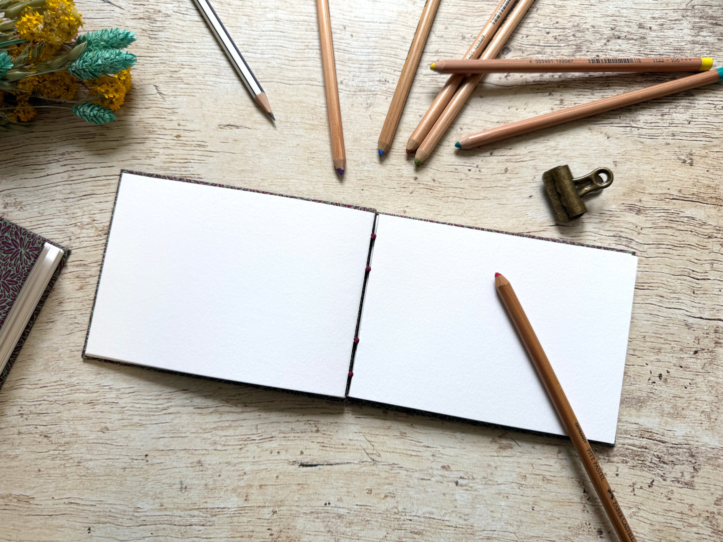 Carnet de croquis A6 paysage ou portrait – reliure copte – fait main - Jungle