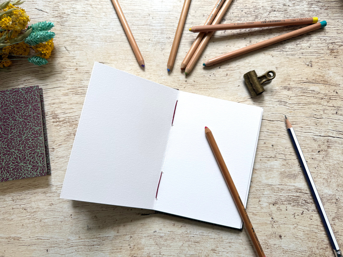 Carnet de croquis A6 paysage ou portrait – reliure copte – fait main - Jungle