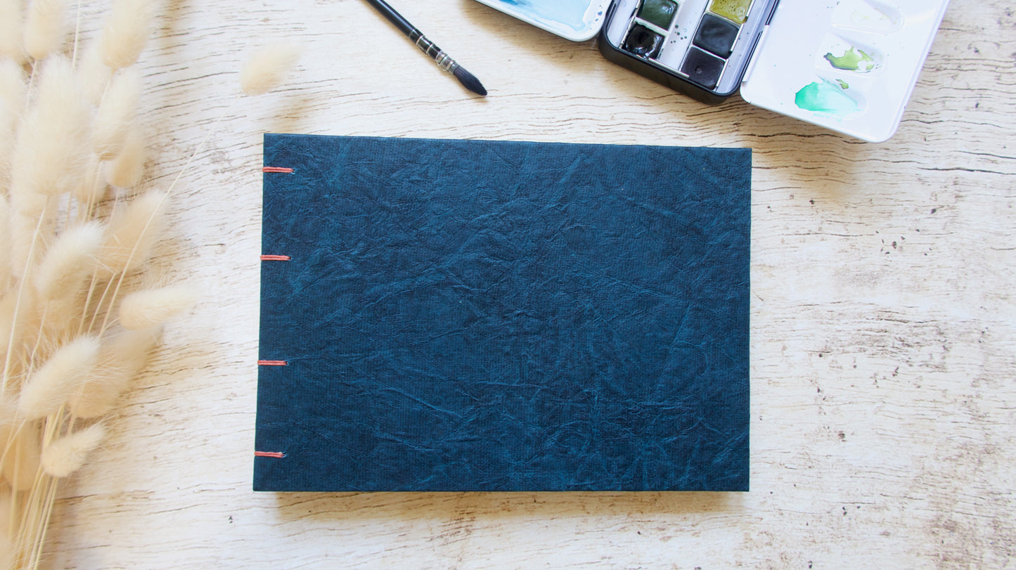 Carnet d'aquarelle A5 personnalisable fait main, papier au choix 300 g, reliure copte, fabriqué sur commande
