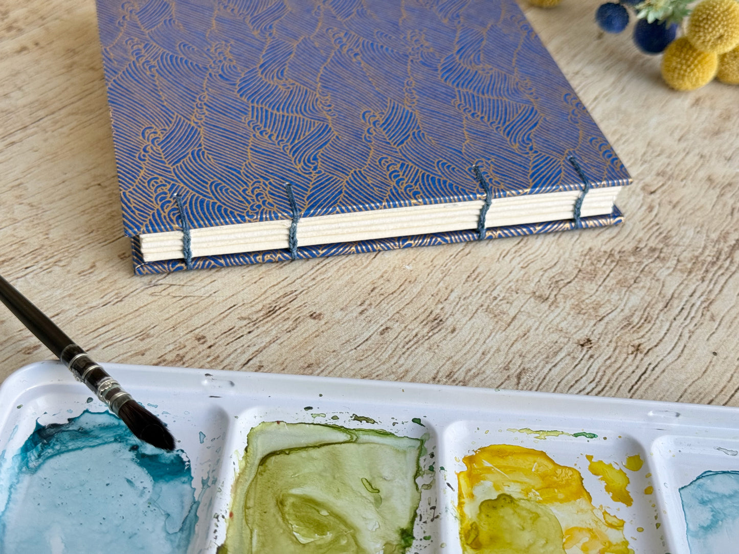 Carnet d’aquarelle Découverte 5 papiers - Format carré 15 cm - Océan bleu nuit