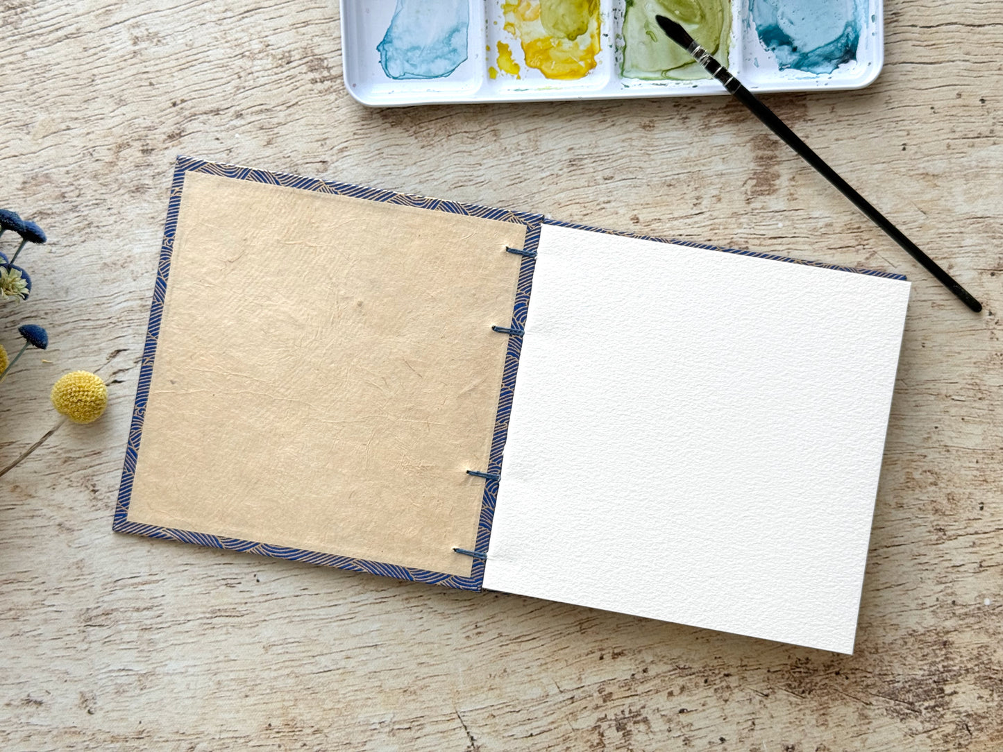 Carnet d’aquarelle Découverte 5 papiers - Format carré 15 cm - Océan bleu nuit