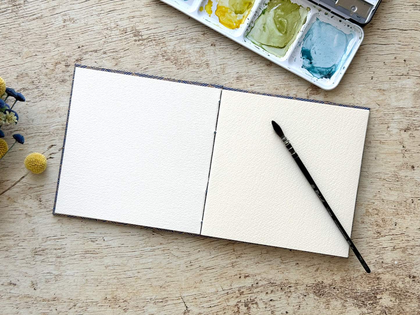 Carnet d’aquarelle Découverte 5 papiers - Format carré 15 cm - Océan bleu nuit