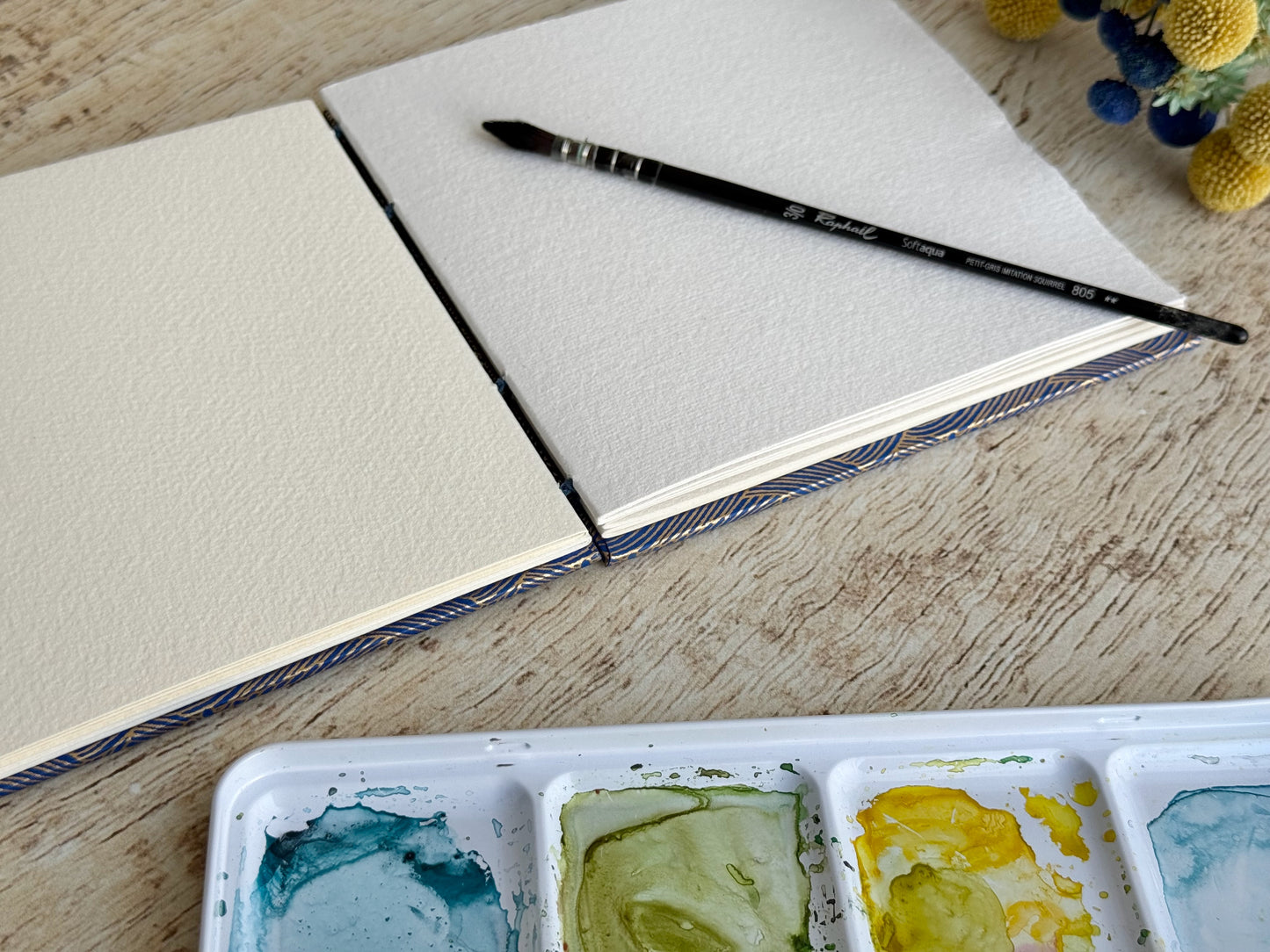 Carnet d’aquarelle Découverte 5 papiers - Format carré 15 cm - Océan bleu nuit