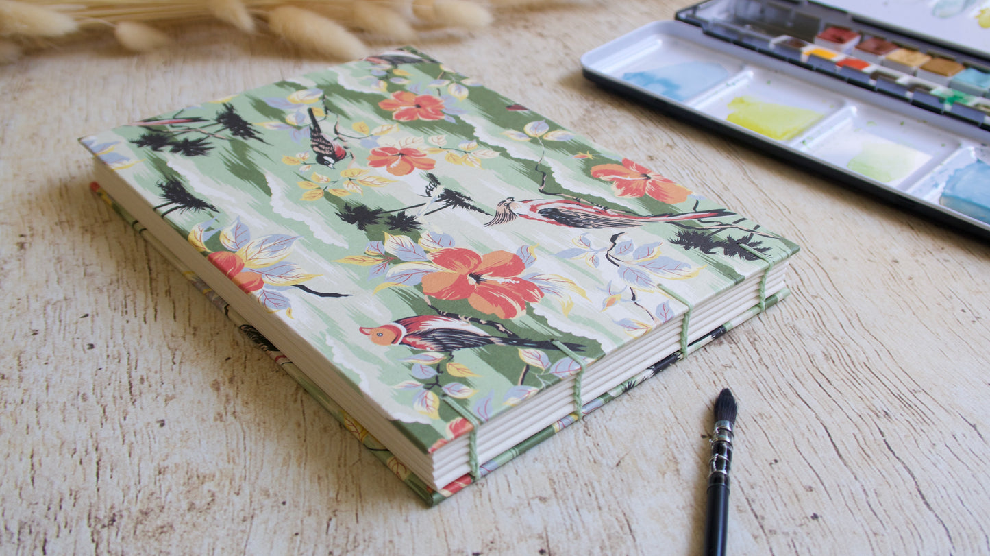 Carnet d'aquarelle A5 paysage ou portrait - Couverture au choix - Reliure copte