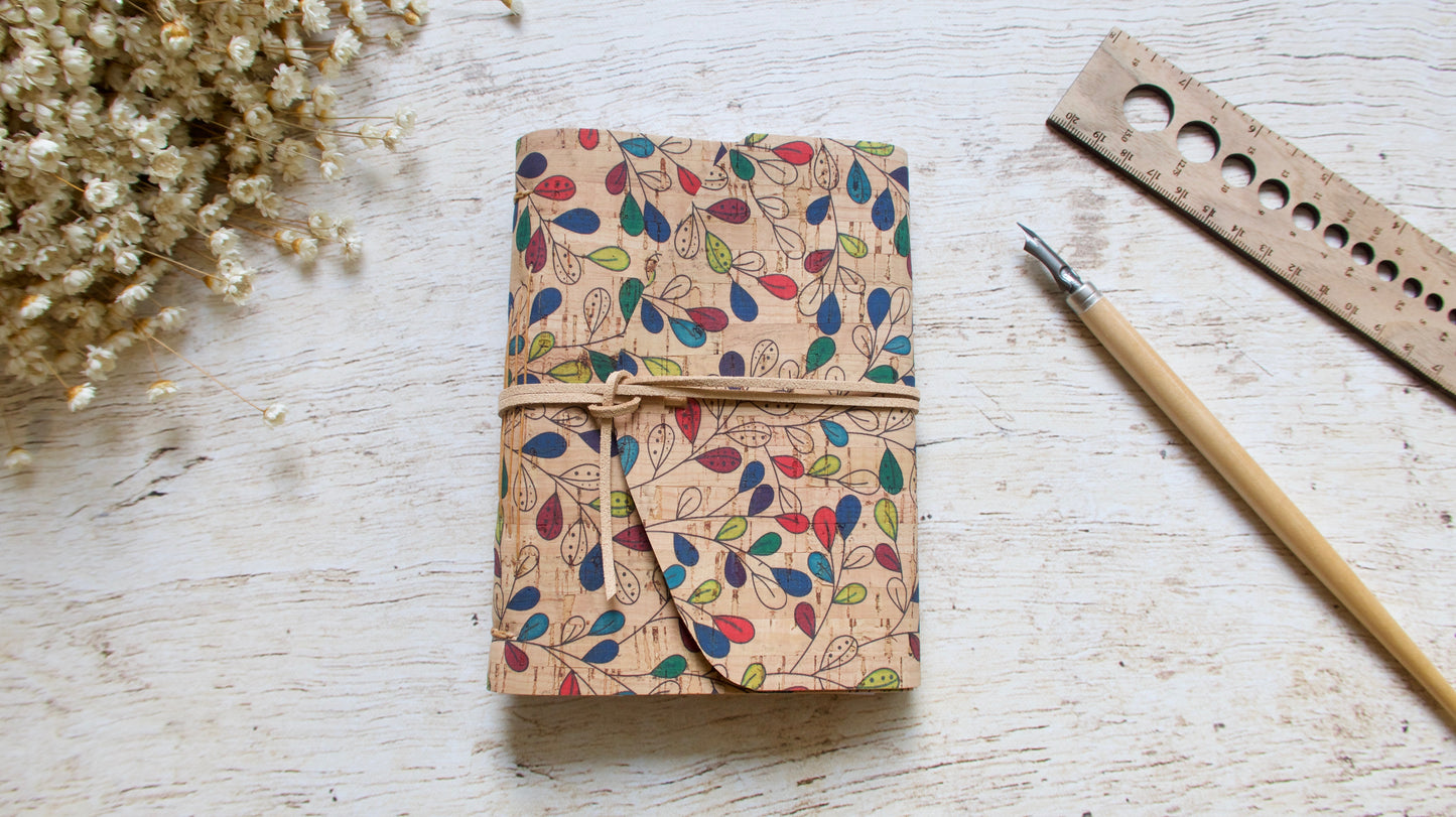 Carnet d'écriture format B6 – couverture en liège à motifs au choix