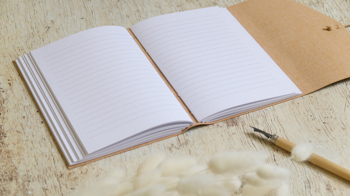Carnet d'écriture B6 personnalisable couverture liège fait main