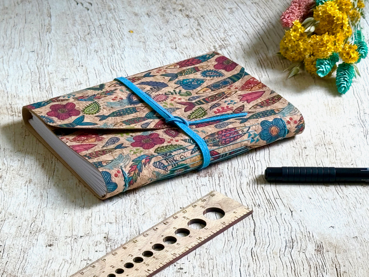 Carnet d'écriture format B6 – couverture en liège à motifs au choix