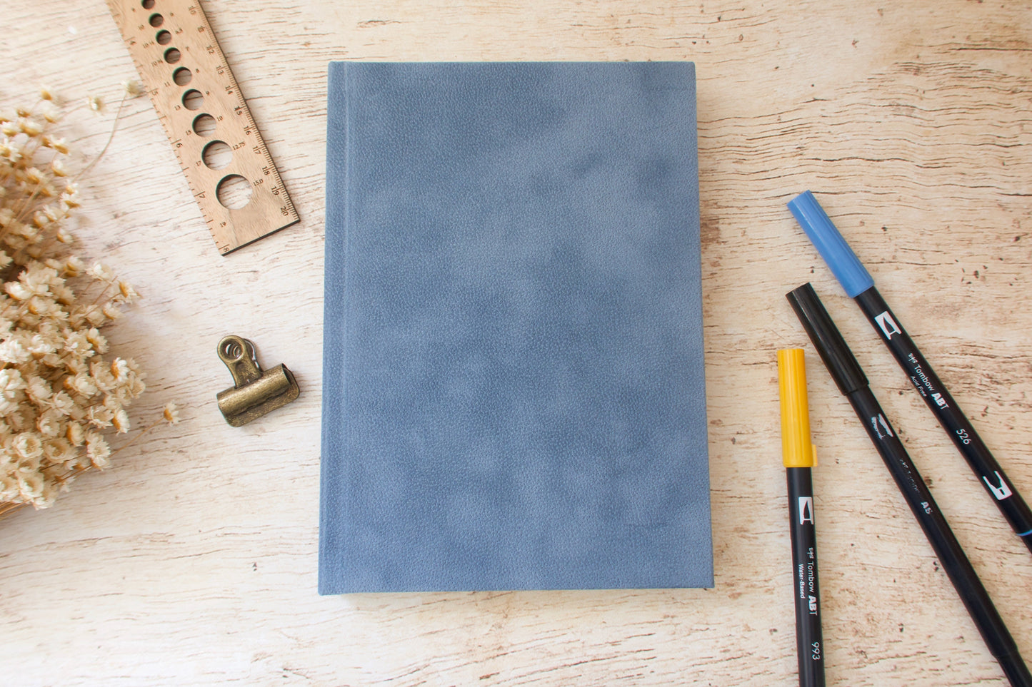 Bullet journal A5 fait main carnet à points Velours bleu pompadour