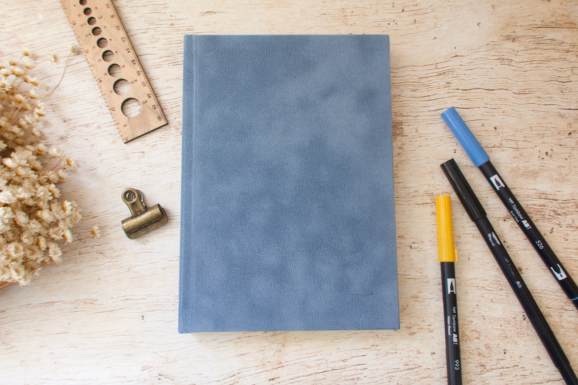 Bullet journal A5 fait main carnet à points Velours bleu pompadour